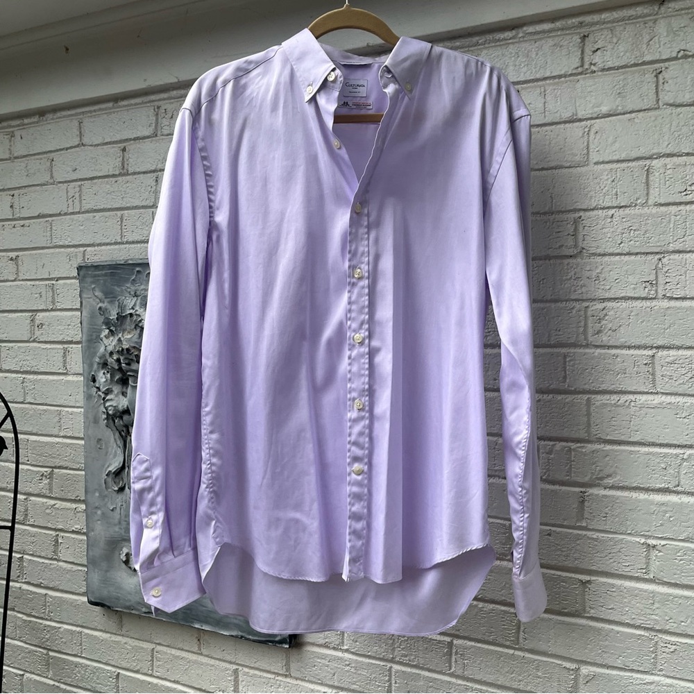 Thomas Mason Culturata Roma Tailored Fit Lavender Dress Shirt for Men 17.5/44